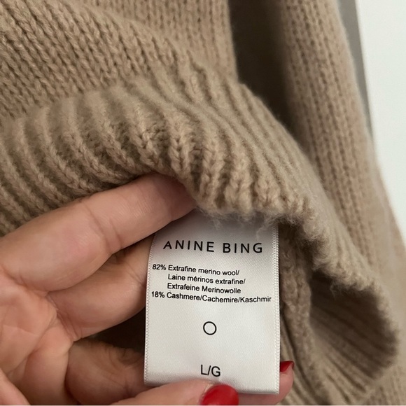 Anine Bing Kendrick Wool Cashmere Blend Crewneck Sweater Camel NEW with tags - Picture 9 of 13